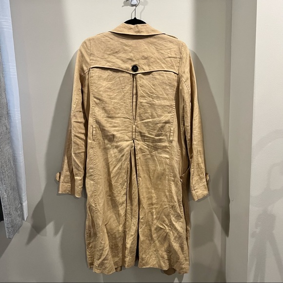 Long trench coat tan linen tan - Picture 3 of 3